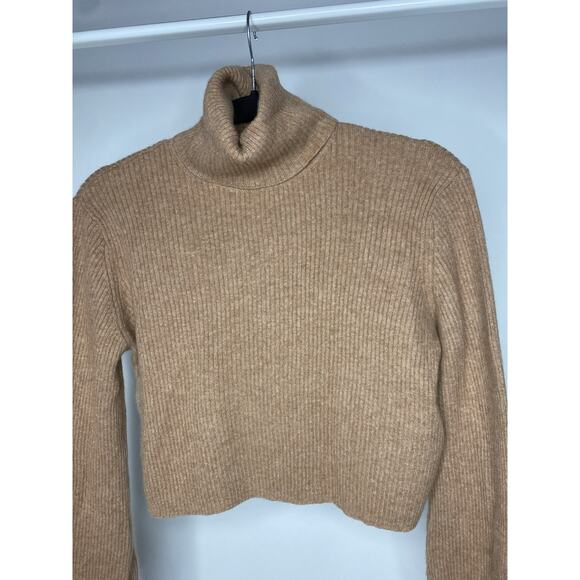 Reformation Luisa Cropped 100% Cashmere Sweater in Camel Women's XS Turtleneck - Picture 2 of 6